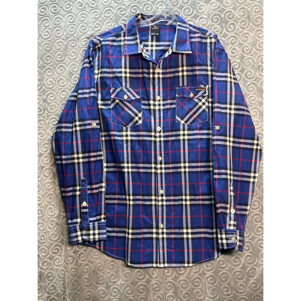 ENYCE A Sean Combs Co. Blue Plaid Long Sleeve Button Up Shirt 4XL